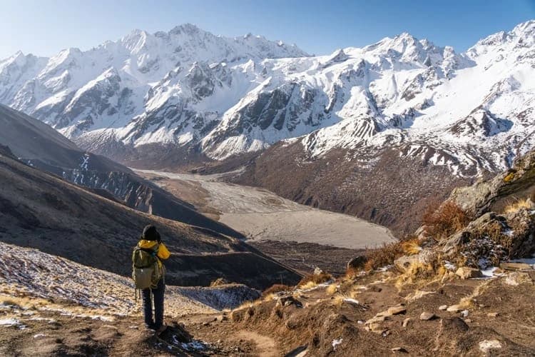 man enjoying view of hemabu trek