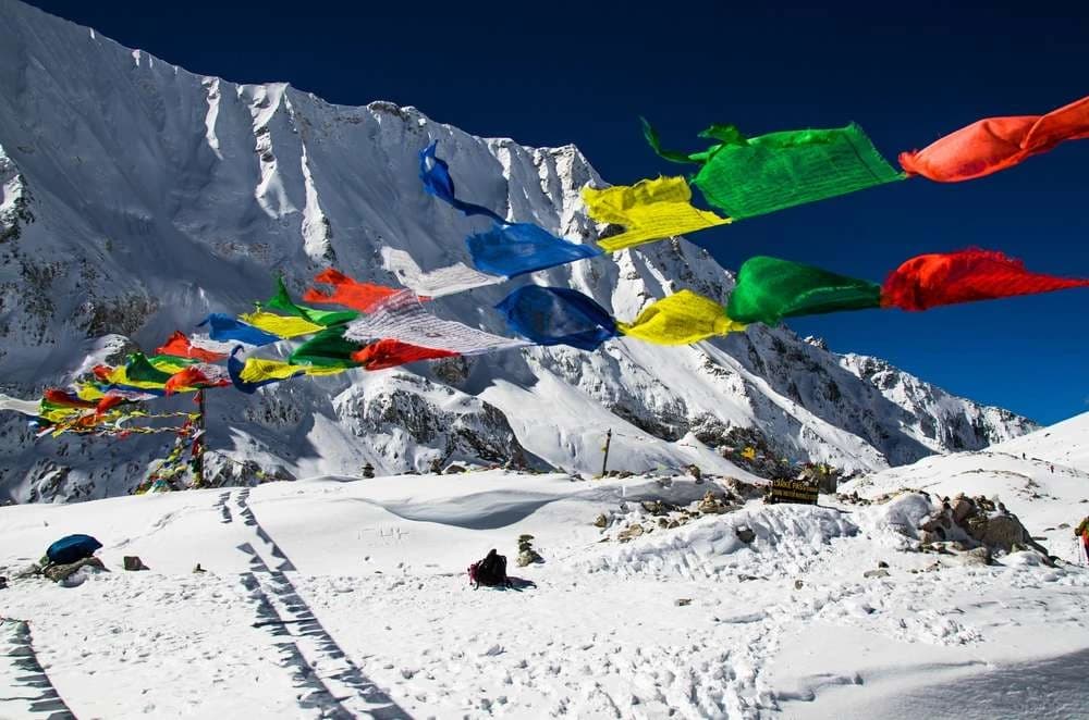 moutain with prayer flag