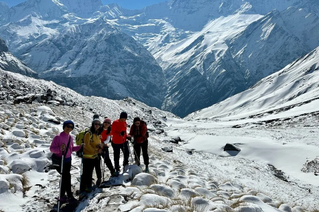 Trekkers heading to Annapurna Base Camp