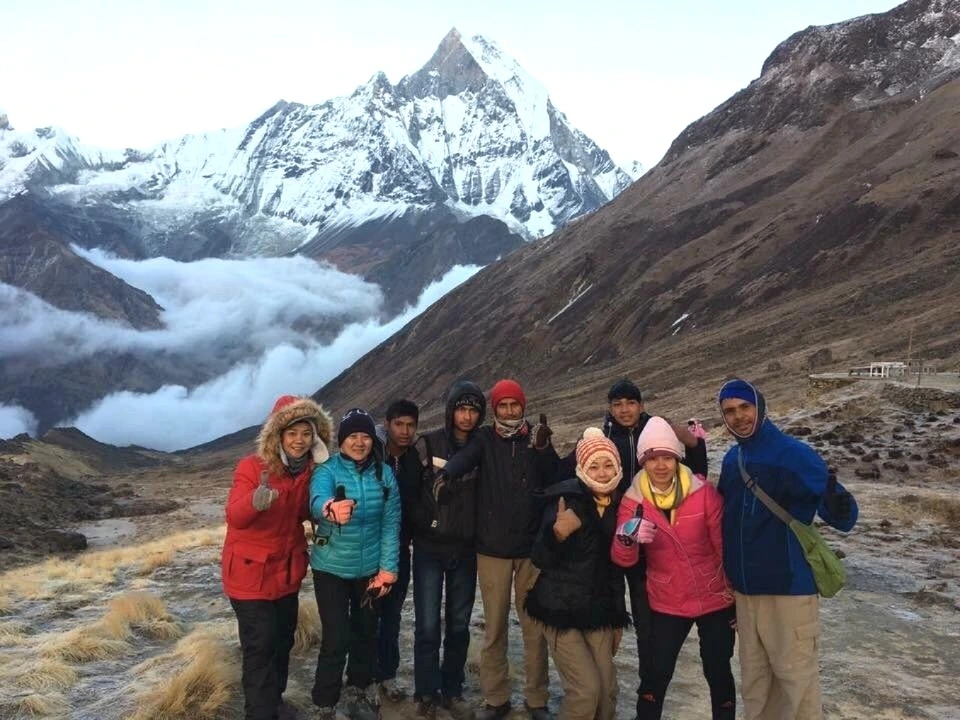 group of trekkers at ABC
