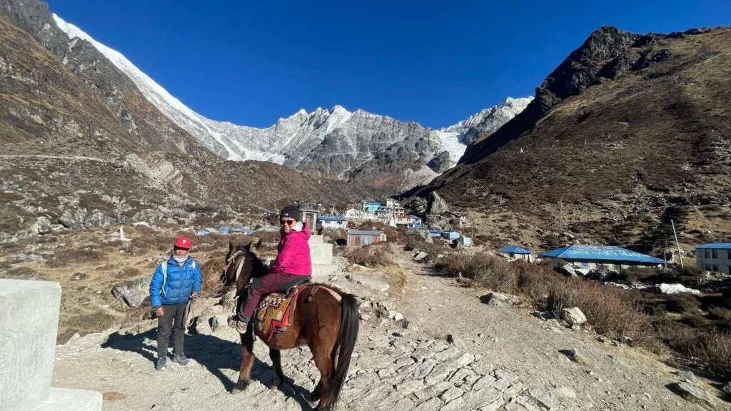 horse ridding on langtang valley trek
